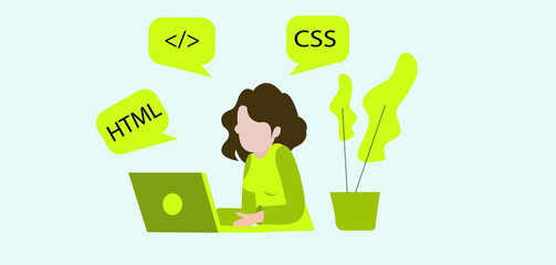 Wall Mural - 2d illustration web programmer man
