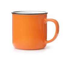 Side View Of Blank Orange Coffee Mug