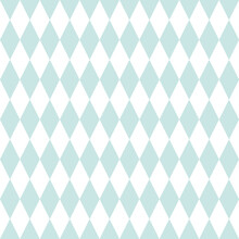 White Seamless Pattern With Pastel Blue Rhombuses.