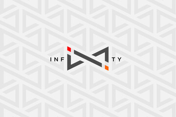 Wall Mural - infinity symbol logo design , logotype letter I N in form of infinity symbol isolated on with infinity pattern background