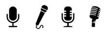 Microphone Icons Set. Variant Microphone Icon. Karaoke Mic. Podcast Microphone. Web And Mobile Icons. Vector Illustration