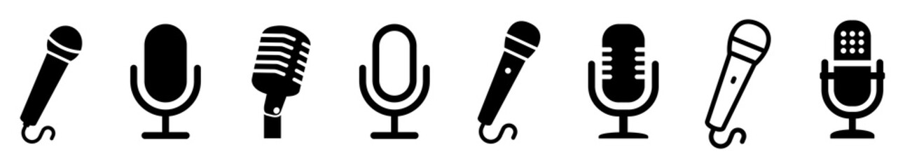 microphone icons set. variant microphone icon. karaoke mic. podcast microphone. web and mobile icons