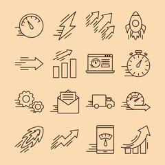 Poster - sixteen speed line style icons