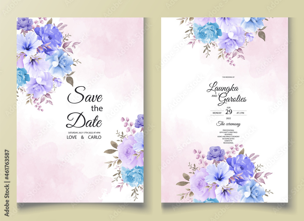 Beautiful flower watercolor wedding invitation template free vector ...