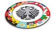 Bundesadler mit Flaggen der 16 deutschen Bundesländer und Stadtstaaten