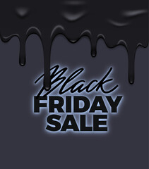 Poster - Black Friday Illustration Concept. Sale Banner Design with Melting Dark. Vector Advertising Illustration