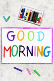 Fototapeta Młodzieżowe - Colorful hand drawing: GOOD MORNING card
