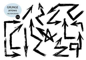 Aufkleber - A set of vector arrows in the Doodle style with brushes.The arrow icon.Vector arrow icon