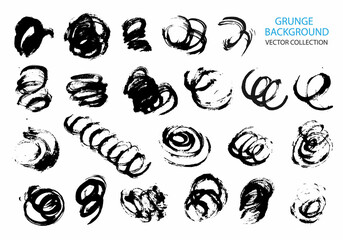 Aufkleber - Collection of vector paint strokes.Grunge abstract hand-painted element.Black-and-white brush strokes.Banner, form, logo, icon, label, sticker