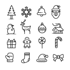 Wall Mural - Collection of Christmas icons, cute cartoon images for festivals.