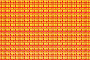 3d illustration of rows of  stripes flanking cells.Set of mesh on yellow background. Square pattern. Technology geometry  background