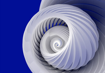 Poster - Curl background on an abstract theme. Abstract geometry. White-blue pattern. curl background blue. Lines form a spiral extending into the distance. Modern geometric background. 3d visualization