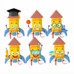 Sticker - School student of firework rocket festival cartoon character with various expressions