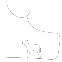 Wall Mural - Dog silhouette line drawing vector illustration