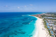 Caribbean sea coastline with resorts. Punta Cana beach. Dominican Republic. Aerial view