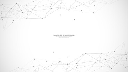 Abstract low poly background with connecting the dots and lines. Networking concept, internet connection and global communication
