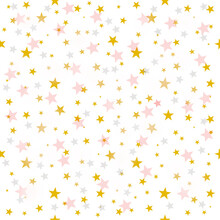 Seamless Background With Stars Pattern Gold Yellow And Pink Colors On White
