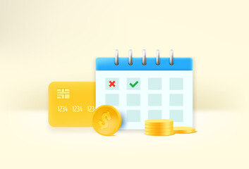 Poster - Calendar with card and coins