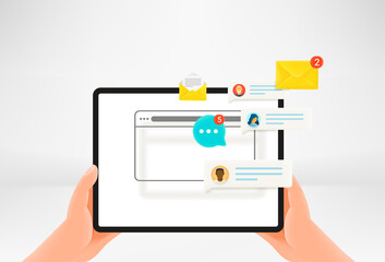 Aufkleber - Modern tablet gadget with notifications of messengers