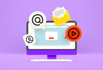 Poster - Modern computer with Internet connection