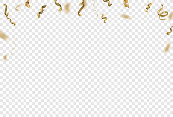 Aufkleber - Golden flying ribbons on transparent background. Realistic vector illustration with copy space. Banner template