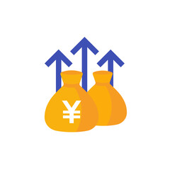 Wall Mural - wealth growth, fund increase icon with yuan