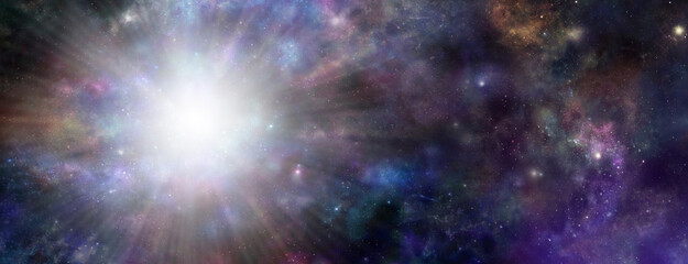 Wall Mural - phenomenal deep space light event - celestial dark blue outer space night sky background with a mass