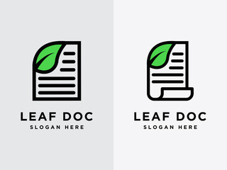 Poster - Leaf document design logo Set, natural data logo symbol, document logo vector icon