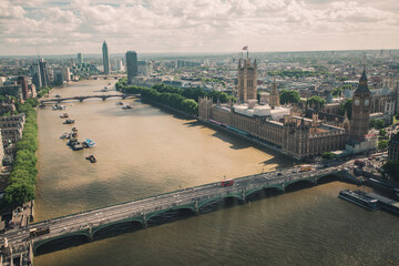 Wall Mural - Panoramic view of London and Westminster Palace. View from London Eye.