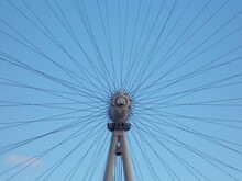 Close Up Shot Of The London Eye - Spokes And Hub  Of The Wheel