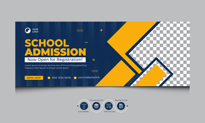 Wall Mural - School Admission Facebook Cover Template, Kids School Facebook Cover Banner, Education Facebook Timeline Cover Design