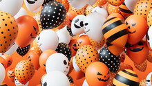 Halloween Celebration Concept With Colourful Balloons.