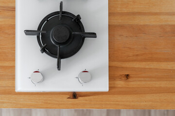 Wall Mural - Top view of gas stove burner, close up