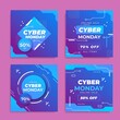 icy cyber monday instagram posts template vector design illustration