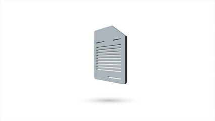 Poster - 3d animated flat document icon with shadow isolated on white background. Rotating document icon. 4K video motion graphic animation.
