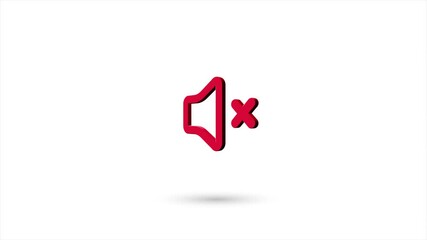 Aufkleber - 3d animated flat speaker mute icon with shadow isolated on white background. Rotating speaker mute icon. 4K video motion graphic animation.
