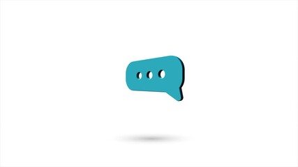 Aufkleber - 3d animated flat chat, speech bubble icon with shadow isolated on white background. Rotating chat, speech bubble icon. 4K video motion graphic animation.