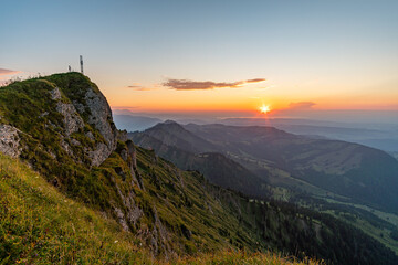 Wall Mural - Sunset hike to the Hochgrat on the Nagelfluhkette near Oberstaufen