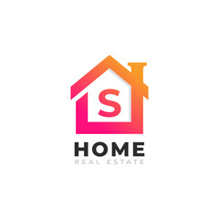 Wall Mural - Initial Letter S Home House Logo Design. Real Estate Logo Concept. Vector Illustration
