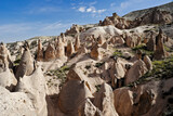 Fototapeta Desenie - Erosion-sculpted tuff formations in Devrent Valley (Imagination Valley, Pink Valley), Cappadocia, Turkey