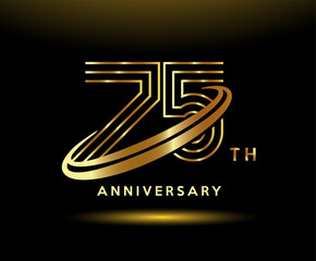 Golden 75 year anniversary celebration logo design inspiration