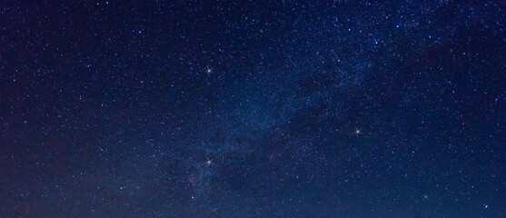 Wall Mural - panorama blue night sky milky way and star on dark background.universe filled with stars, nebula and
