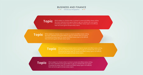 Wall Mural - Vector Infographic arrow design template with Four options or steps and Can be used for process diagram, presentations, workflow layout, banner, flow chart, info graph design.eps
