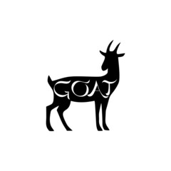 Poster - Goat, lettering icon isolated on white background