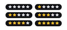 Rating Stars Gold Realistic Style For Feedback, Satisfaction Rating Level, Review And Evaluation Of Service Or Good, Client Comment Concept, Consumer Experience. Vector Illustration 10 Eps