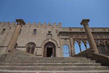 The medieval Loggia of the Papal Palace in Viterbo, Italy.Was rebuilt in the Gothic style in the 14th century.