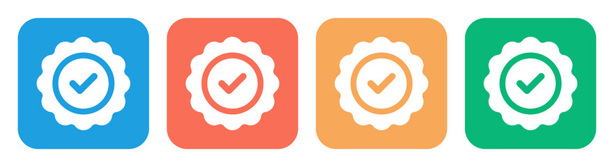 Poster - Certified badge icon set in colorful design.