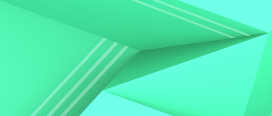 Aufkleber - Abstract Background. futuristic Geometric shapes and Digital Arrows Origami for success Concept on Green. banner, Copy Space -3d Rendering