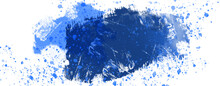 Watercolor Blue Stains With Scuffs And Splashes On A White Background. Imitation Of Watercolor Painting. Abstract Background. 3d Rendering. 3d Illustration.