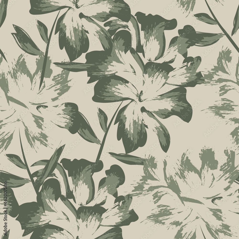 Floral Brush strokes Seamless Pattern Background Stock Vector | Adobe Stock